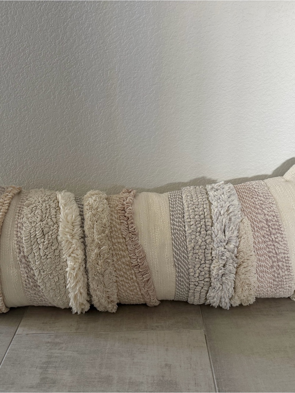 Anthropologie Cream Textured Lumbar Pillow